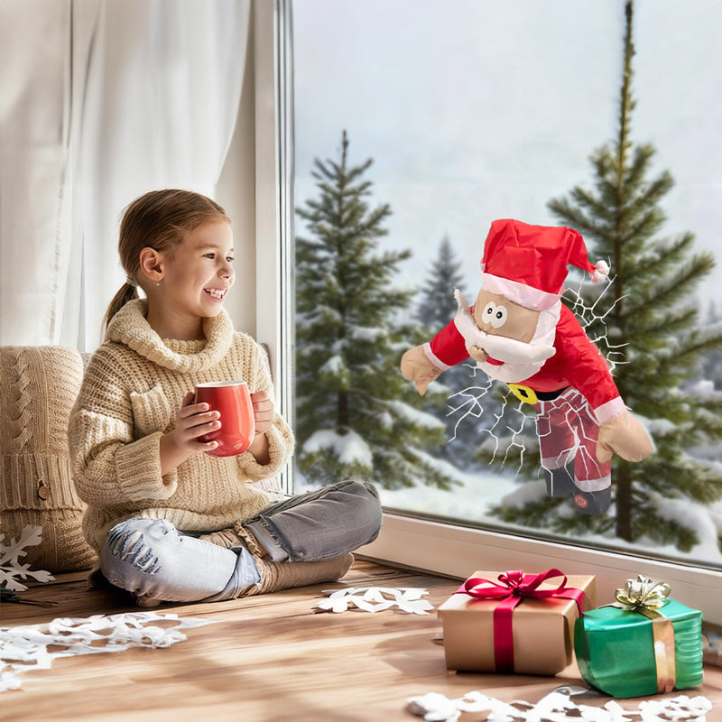 3D Animated Santa Window Decoration for Christmas, Festive Home Party Decor