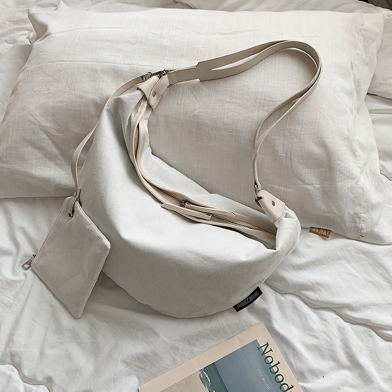 Women’s casual canvas dumpling shoulder bag
