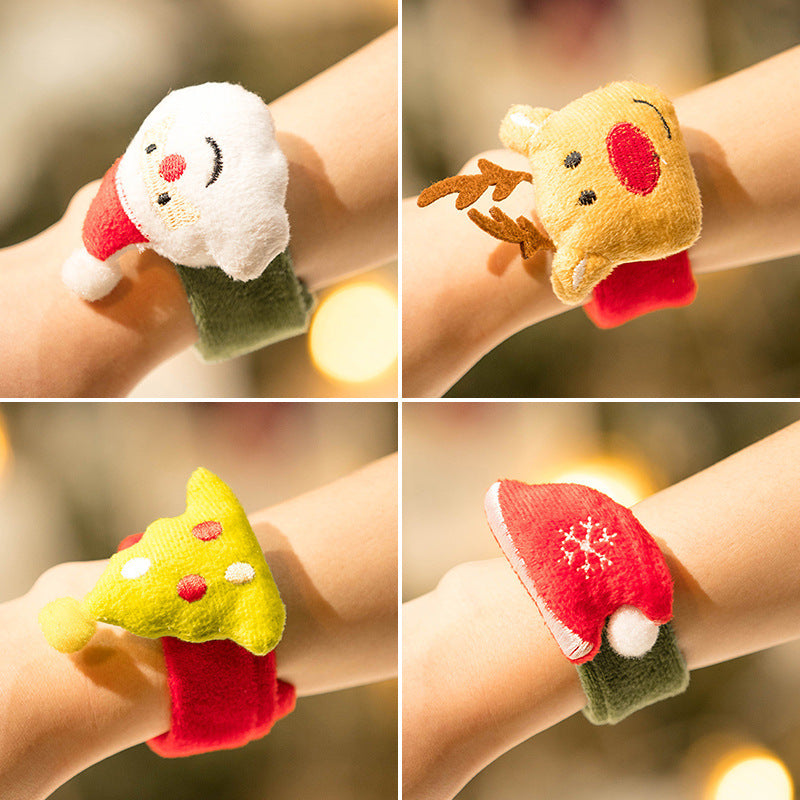 Christmas Decorative Plush Pop Bracelets for Kids, Creative Holiday Gifts and Party Favors for Kindergarten Christmas Celebrations