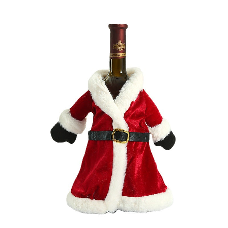 Christmas red wine set, Christmas dress wine bottle set, Christmas dress wine bottle decoration