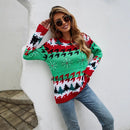 Christmas sweater with Christmas tree print pullover sweater