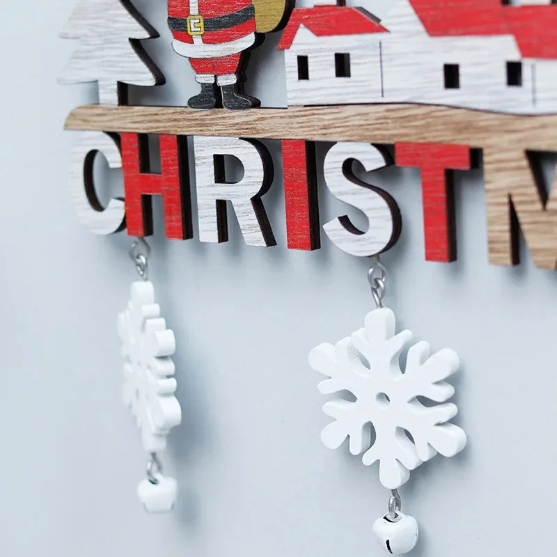 Wooden Christmas Pendants Door Wall Xmas Decor Christmas Tree Hanging Ornaments Happy New Year  Naviidad Decor For Home