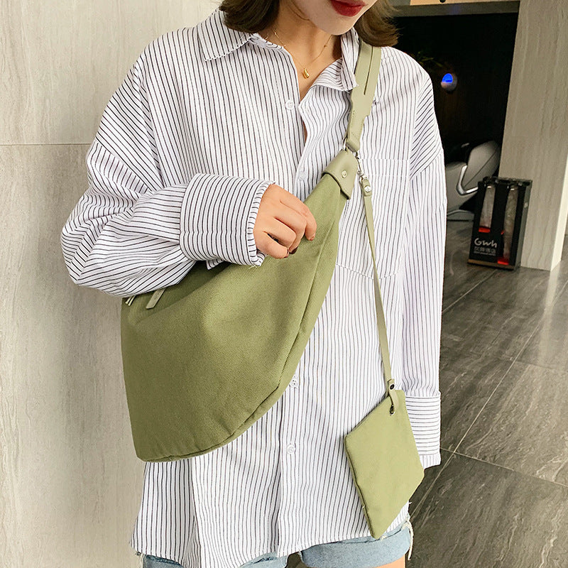 Women’s casual canvas dumpling shoulder bag
