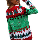 Christmas sweater with Christmas tree print pullover sweater