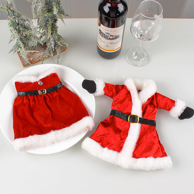 Christmas red wine set, Christmas dress wine bottle set, Christmas dress wine bottle decoration