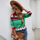 Christmas sweater with Christmas tree print pullover sweater