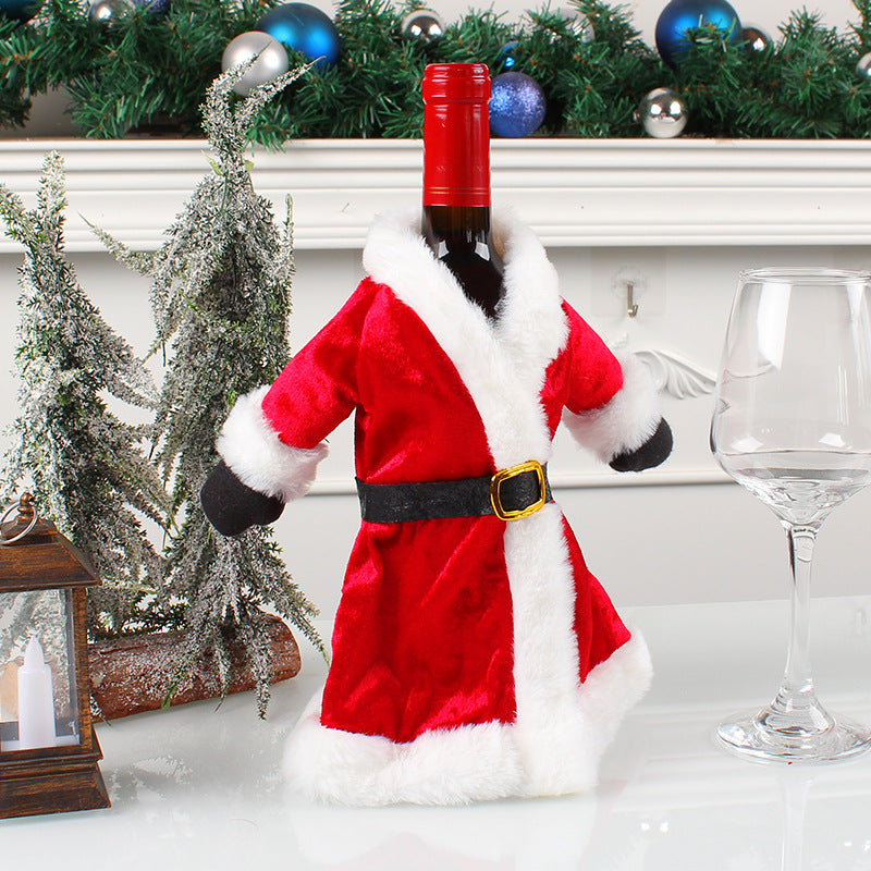 Christmas red wine set, Christmas dress wine bottle set, Christmas dress wine bottle decoration
