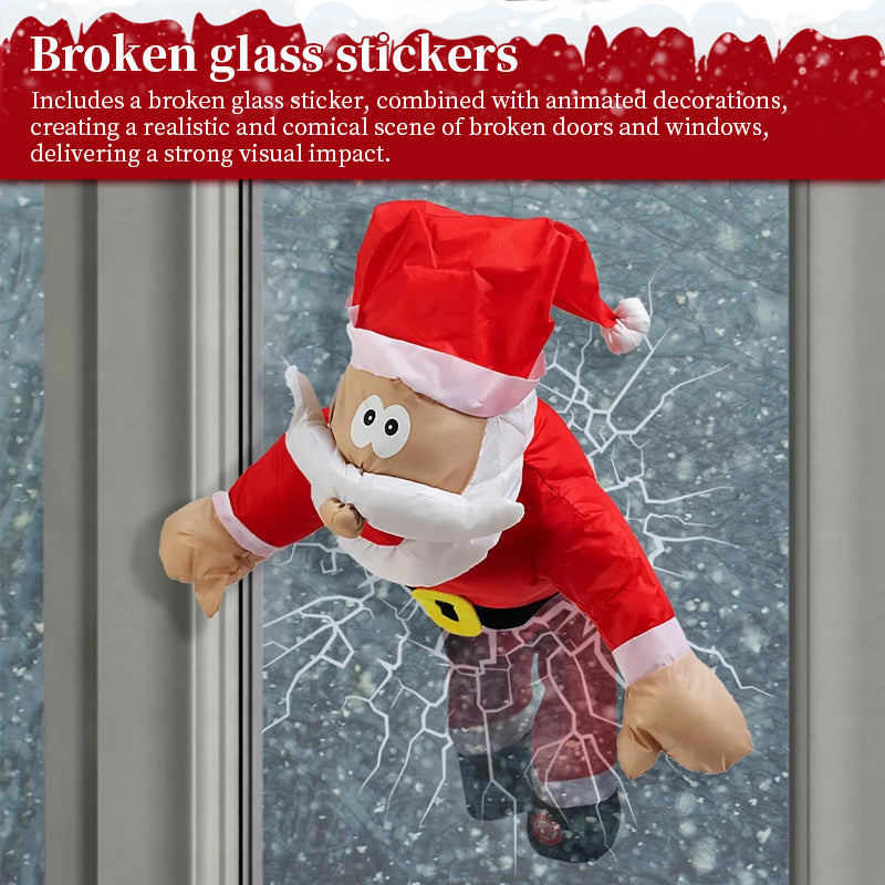 3D Animated Santa Window Decoration for Christmas, Festive Home Party Decor