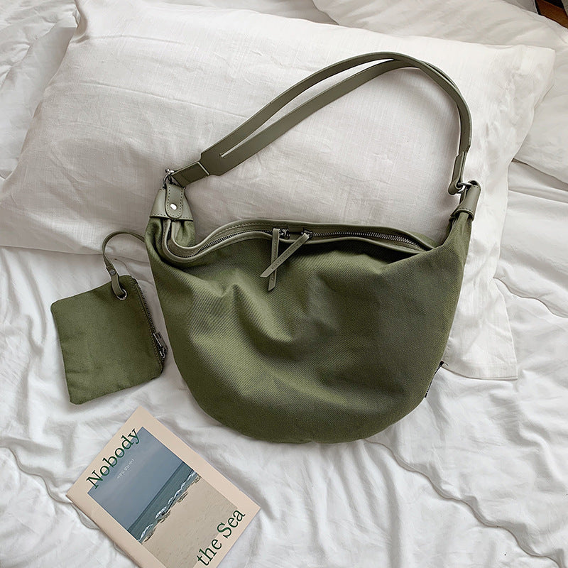 Women’s casual canvas dumpling shoulder bag